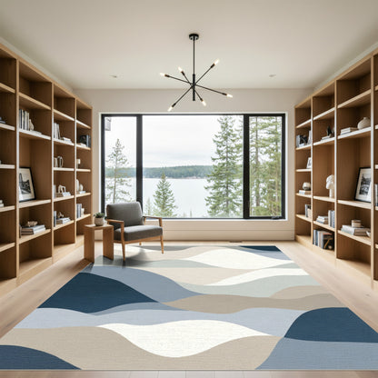 Calm Coastal Abstract Landscape Waves Rug