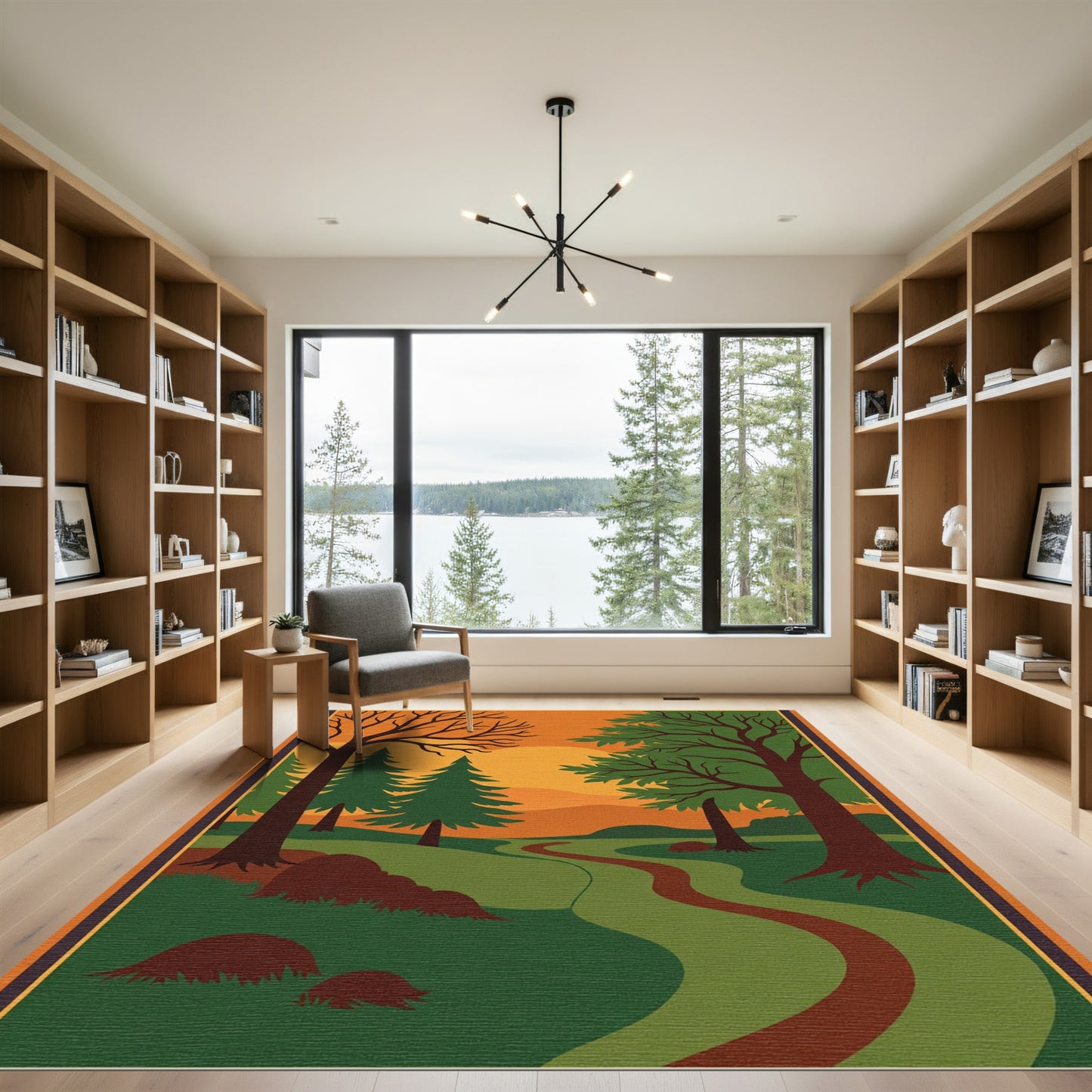 Warm Autumn Forest Path Rug