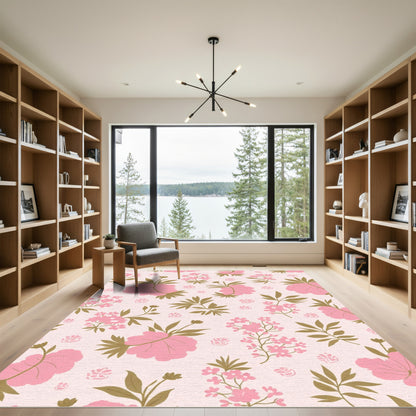 Pink Floral Blossom Garden Rug