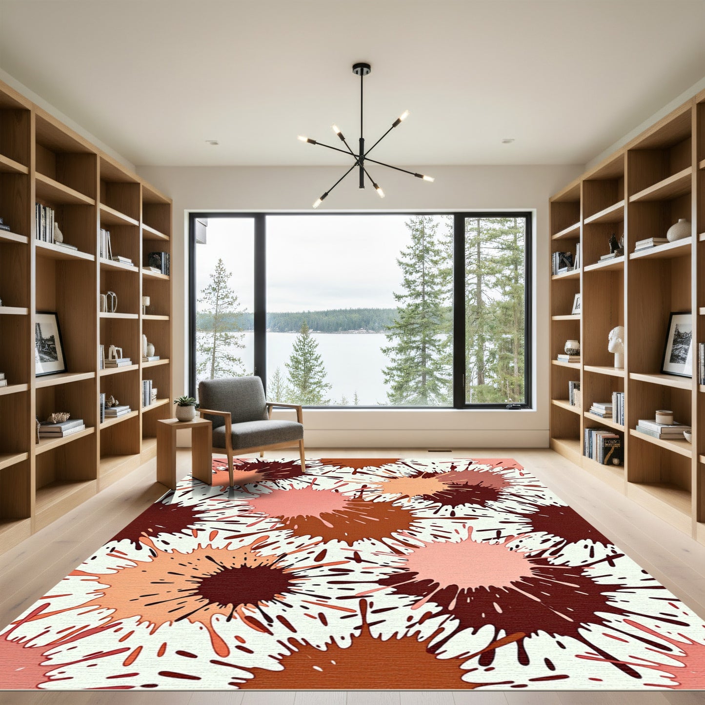 Chocolate Splash Radial Arrangement Rug