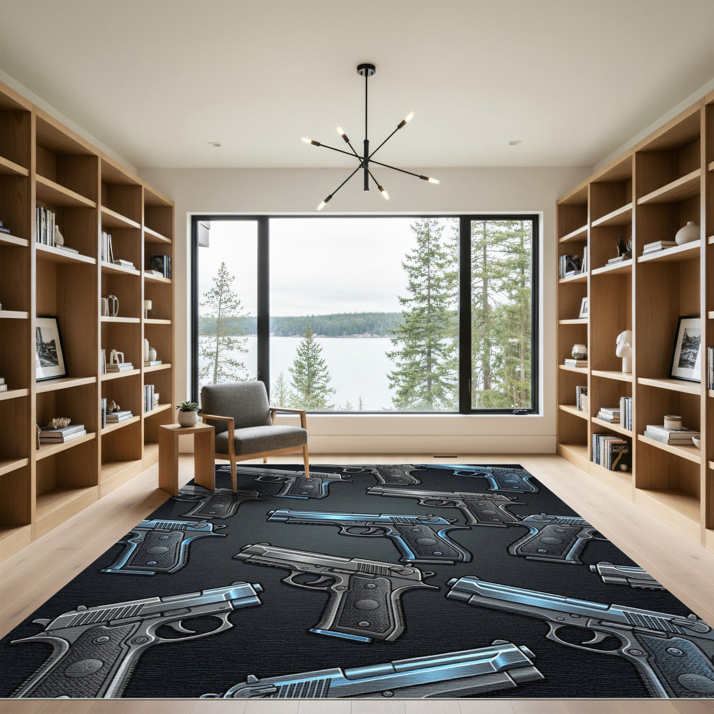 Tactical Metallic Pistol Repeating Art Rug