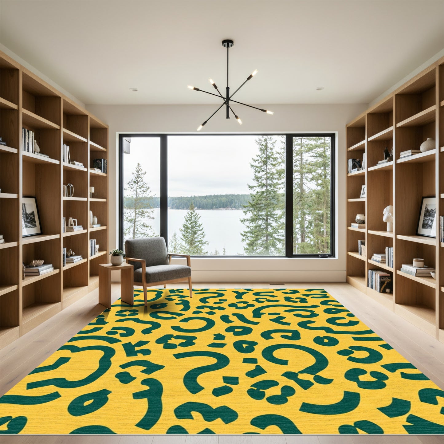 Funky Yellow Green Abstract Shapes Rug