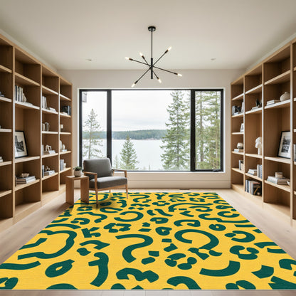 Funky Yellow Green Abstract Shapes Rug