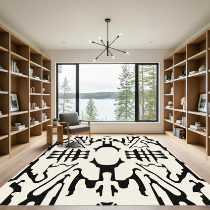 Bold Monochrome Fluidic Abstractions Rug
