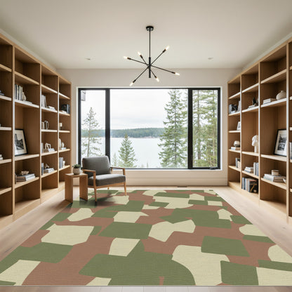 Camouflage Abstract Earthy Tone Fragments Rug