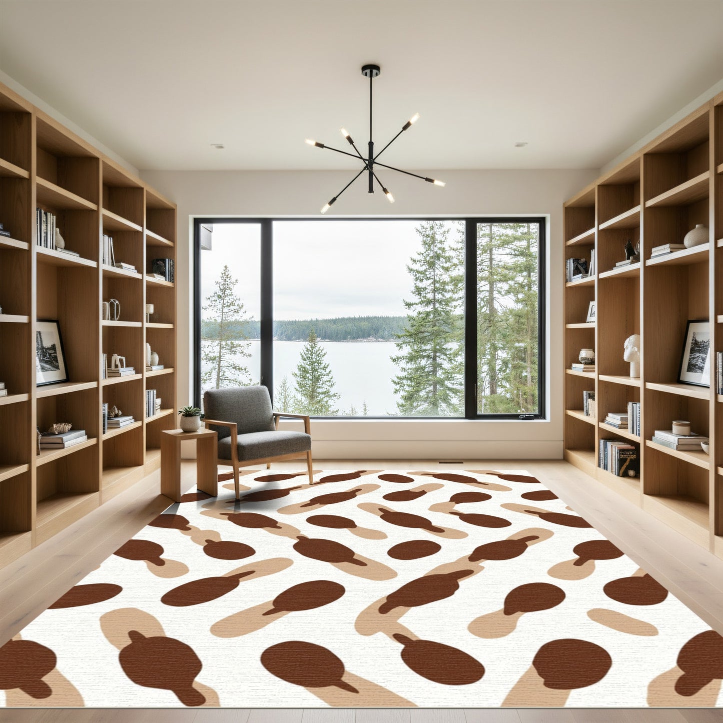 Brown Tan Abstract Spatter Rug