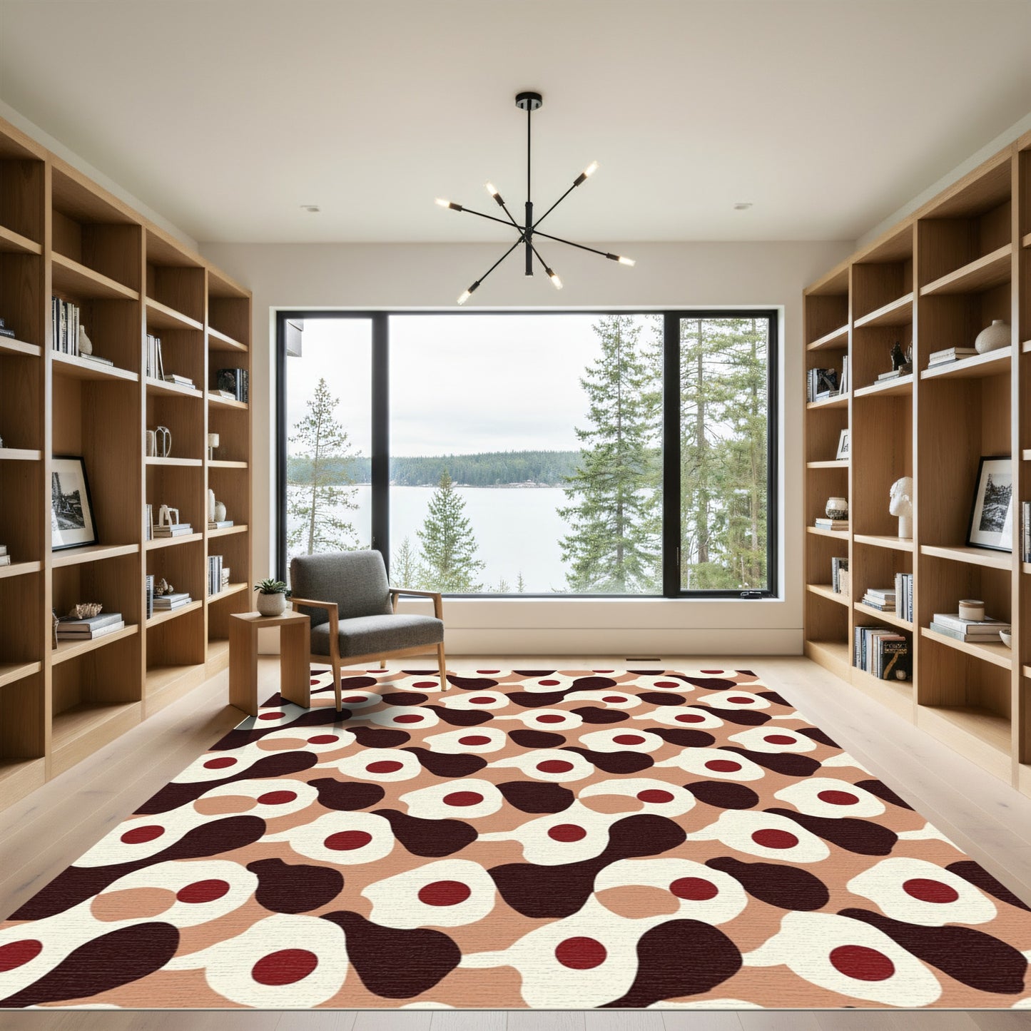 Midcentury Ochre Blob Cluster Rug