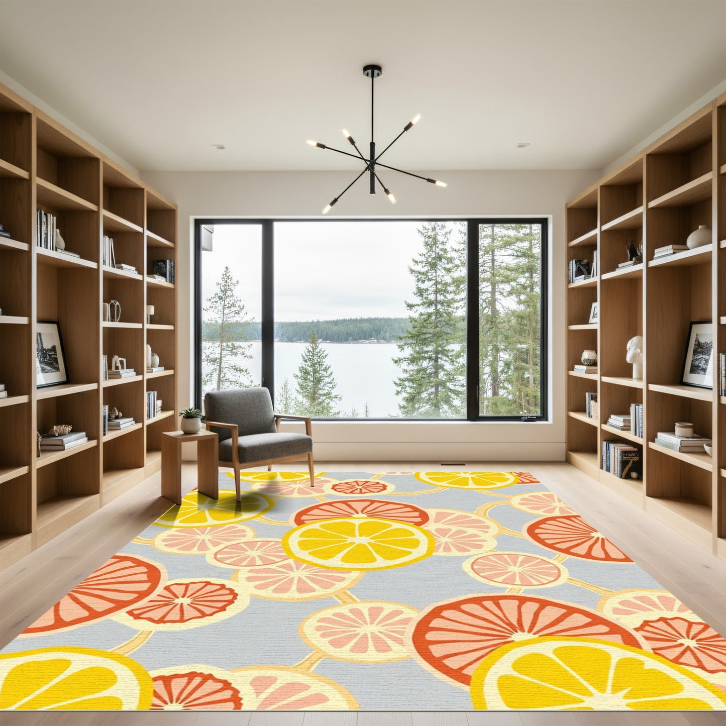 Yellow Coral Citrus Slice Garland Rug