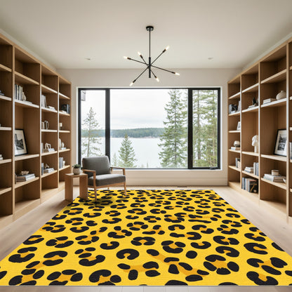 Bold Yellow Spotted Cat Print Rug