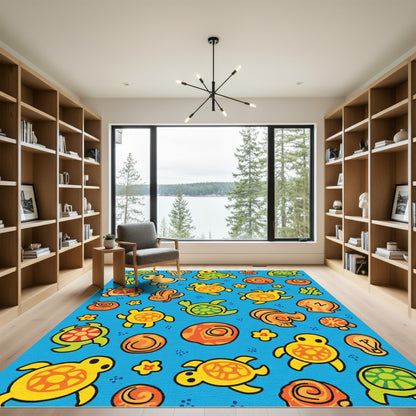 Whimsical Turtle Ocean Friends Rug