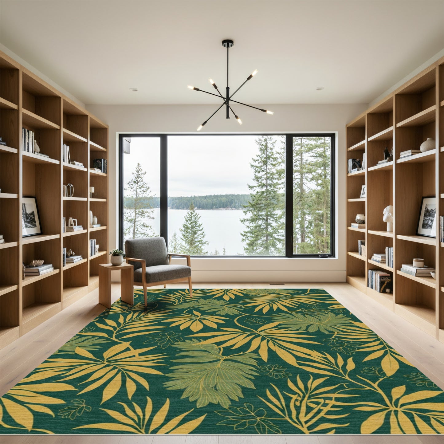 Emerald Green Tropical Foliage Rug