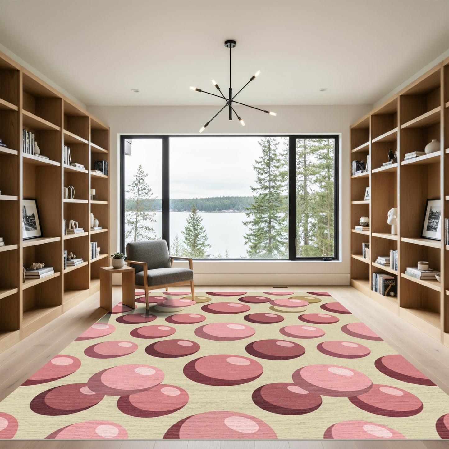 Abstract Pink Sphere Polka Dot Rug