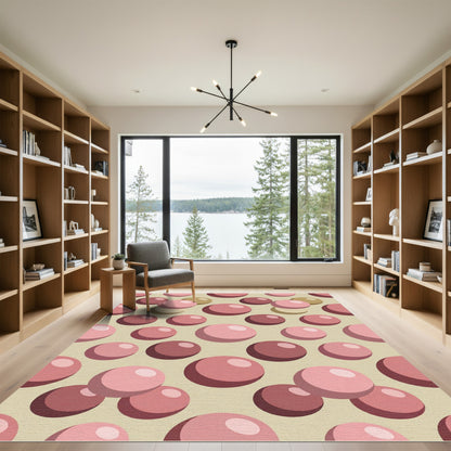 Abstract Pink Sphere Polka Dot Rug