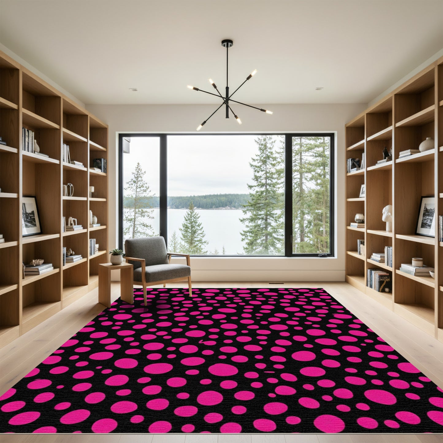 Bright Pink Dot Scattered Composition Rug