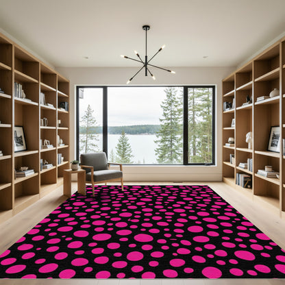 Bright Pink Dot Scattered Composition Rug