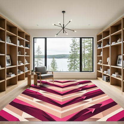 Crimson Pink Layered Chevron Arrow Rug