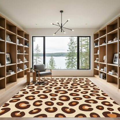 Beige Brown Spotted Wild Animal Spots Rug