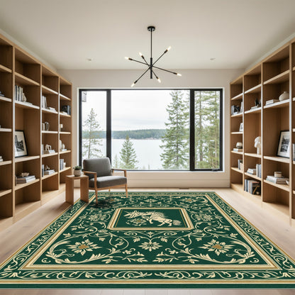 Emerald Green Unicorn Floral Arabesque Rug