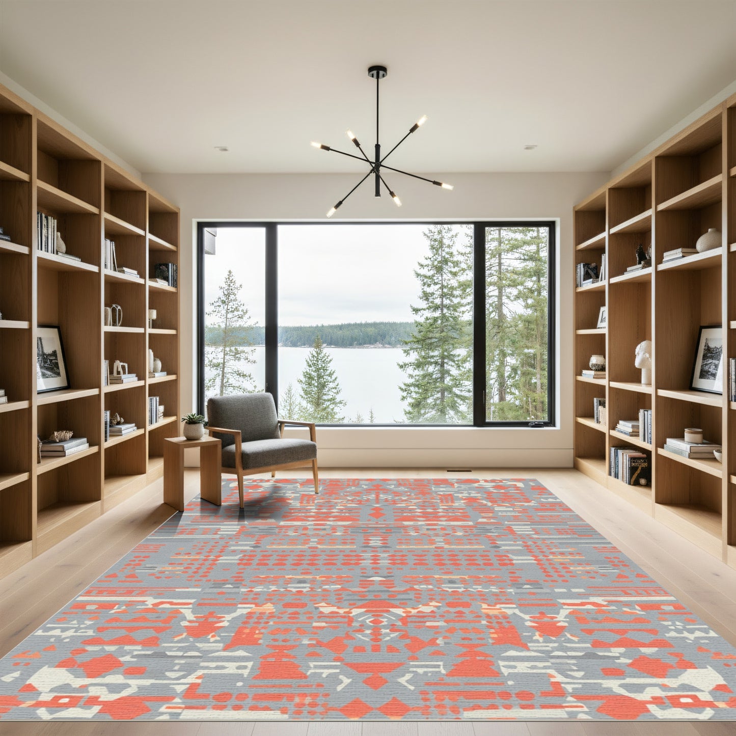 Coral Gray Geometric Fragment Rug