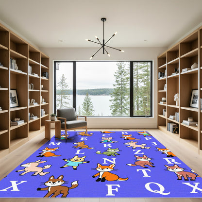 Cute Foxes Alphabet Woodland Animals Rug