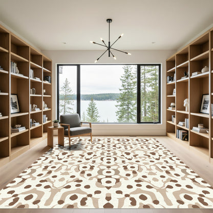 Neutral Earthy Abstract Medallion Rug