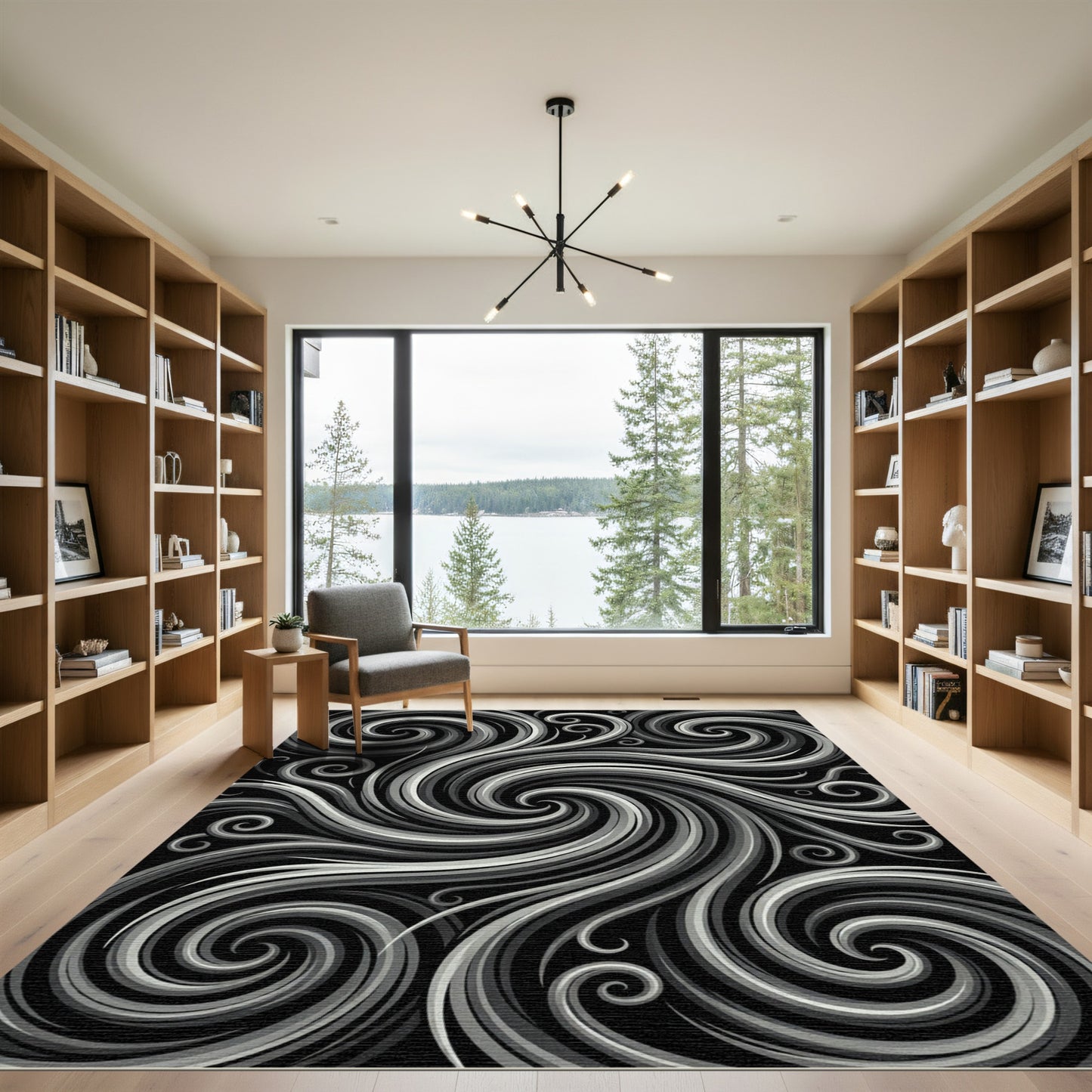 Monochromatic Swirl Abstract Motion Rug