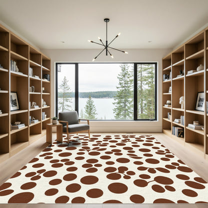 Brown Polka Dot Floral Clusters Rug