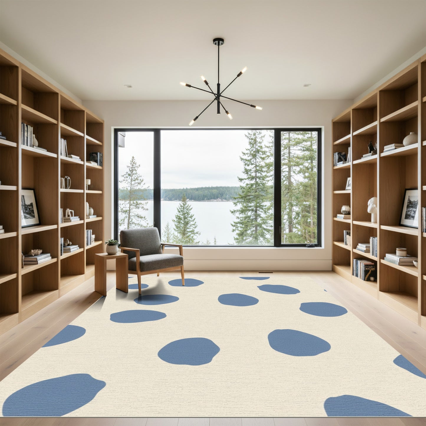 Pale Blue Organic Dot Scatter Rug