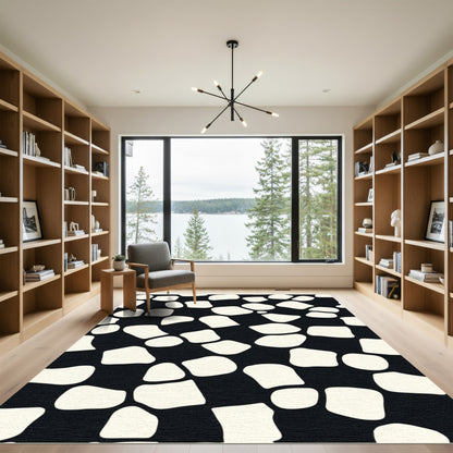 Black White Pebble Scatter Rug