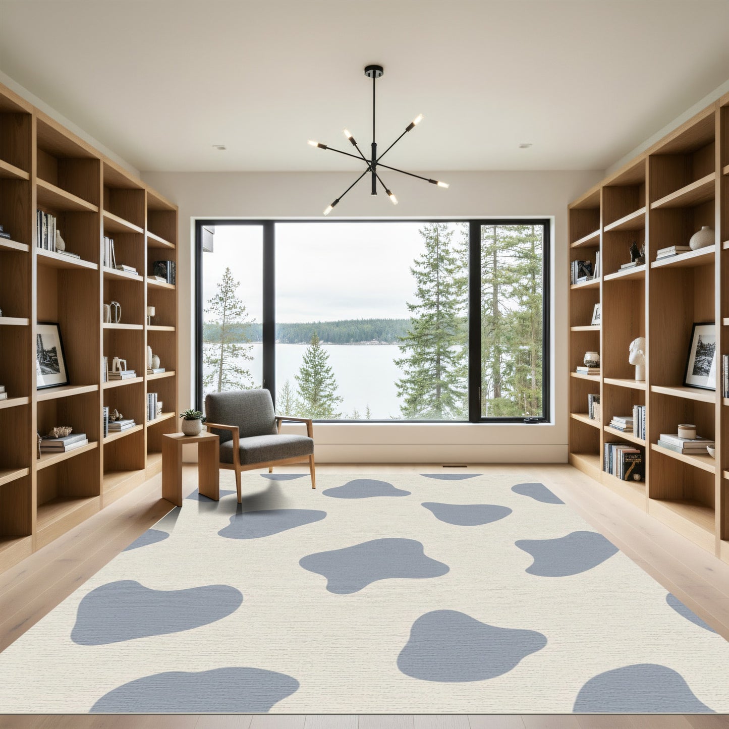 Pale Blue Blobs Organic Shape Rug