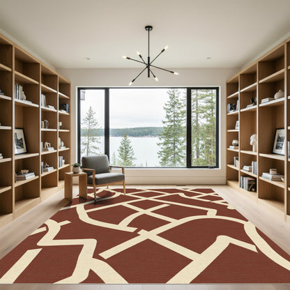 Brown Cream Line Art Rug