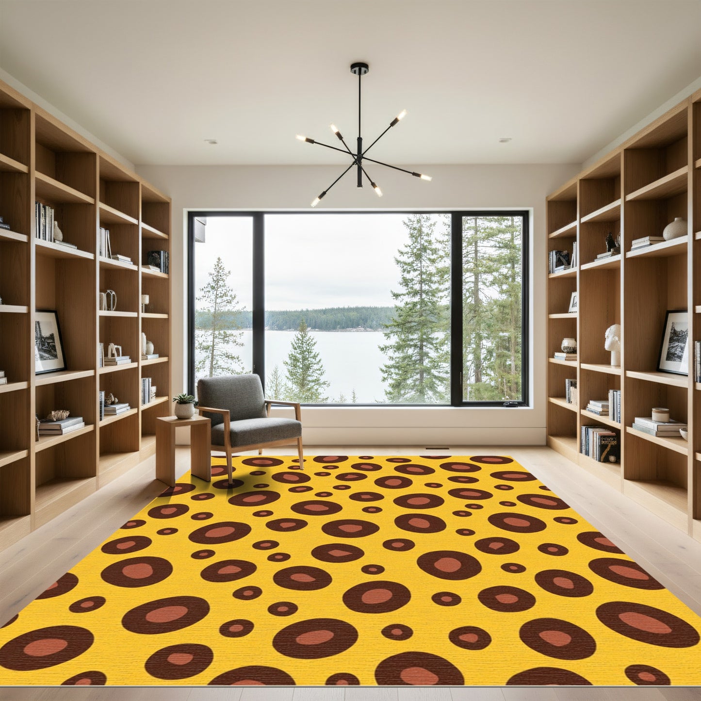 Golden Yellow Brown Spots Rug