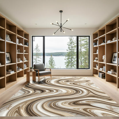 Abstract Swirl Marble Flow Runner Rug