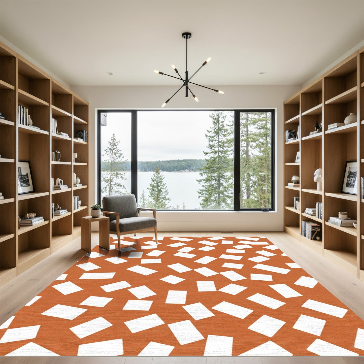 Terracotta White Scatter Rectangle Rug