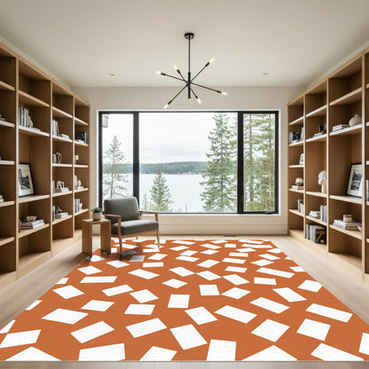 Terracotta White Scatter Rectangle Rug