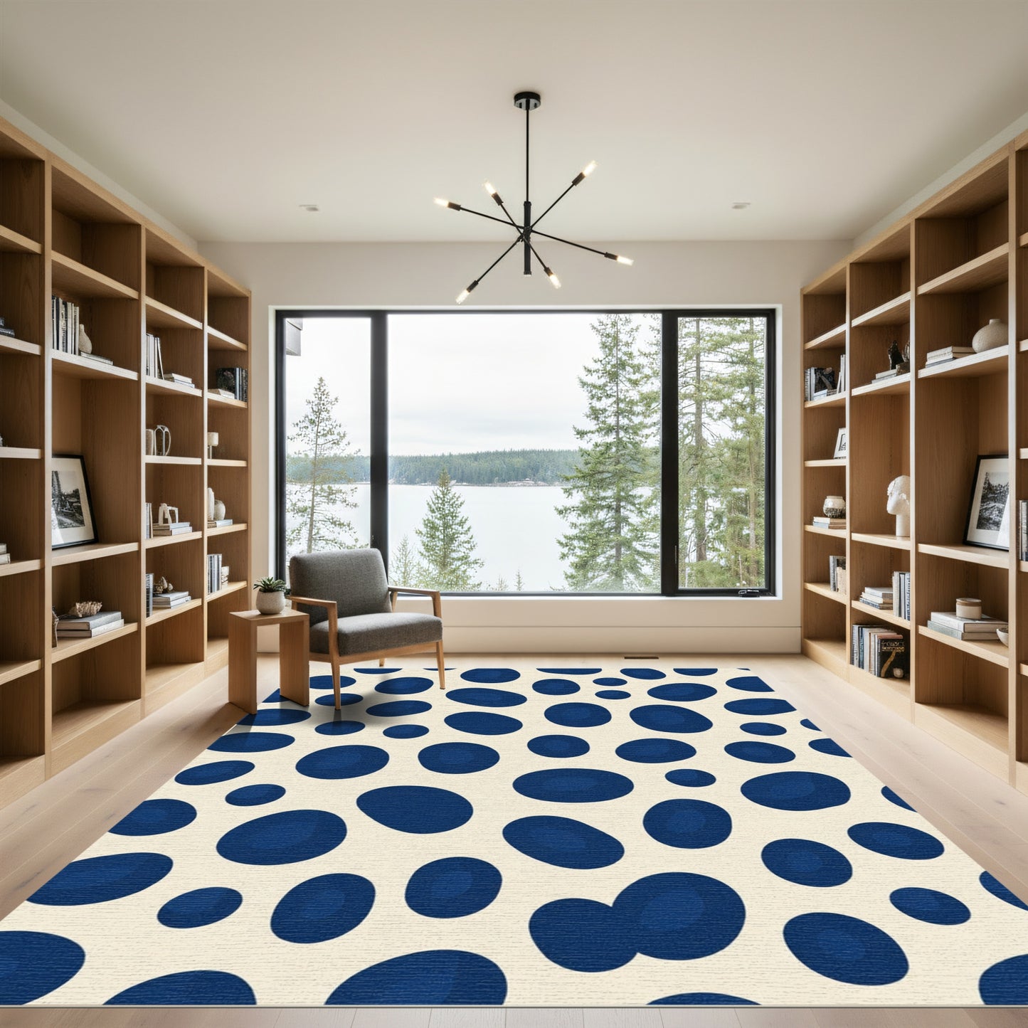 Deep Blue Organic Spot Scatter Rug