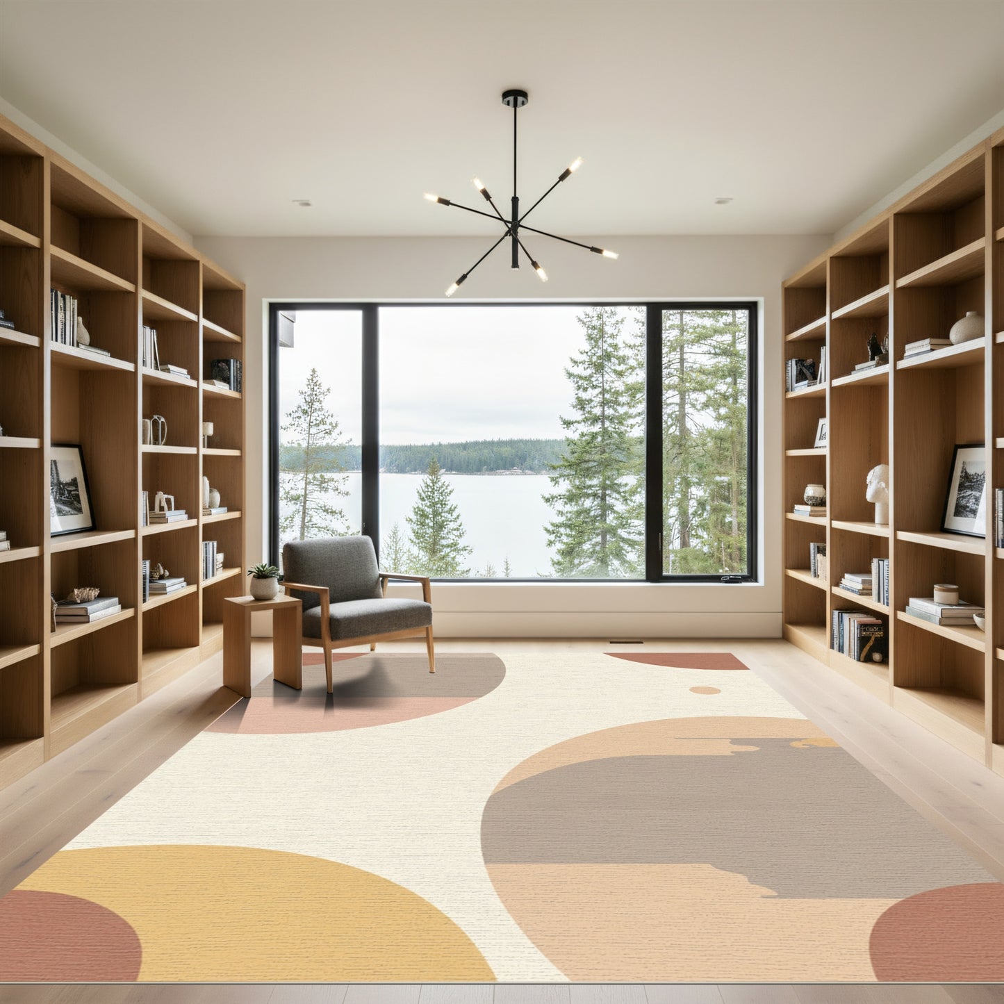 Earthy Beige and Terracotta Circles Rug