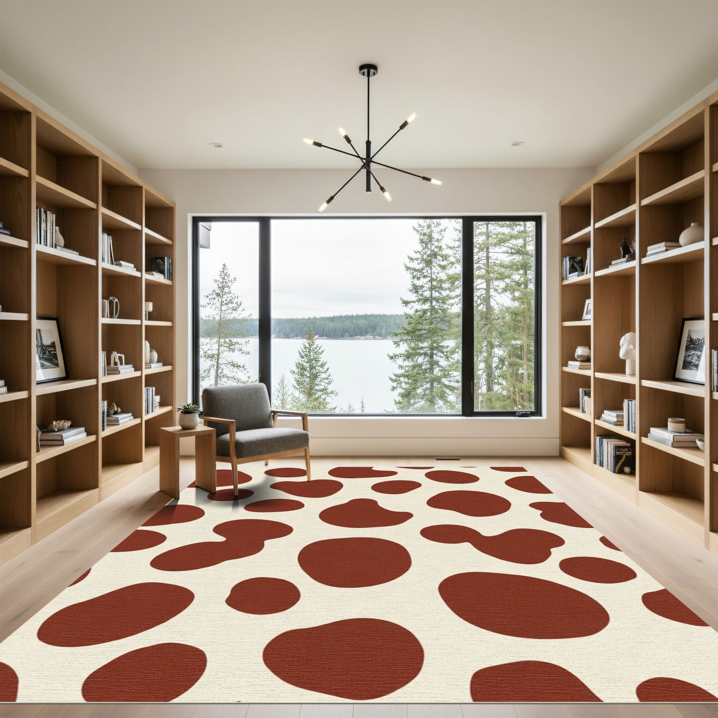 Brown Spots Cream Irregular Shapes Rug