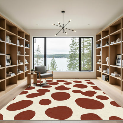 Brown Spots Cream Irregular Shapes Rug