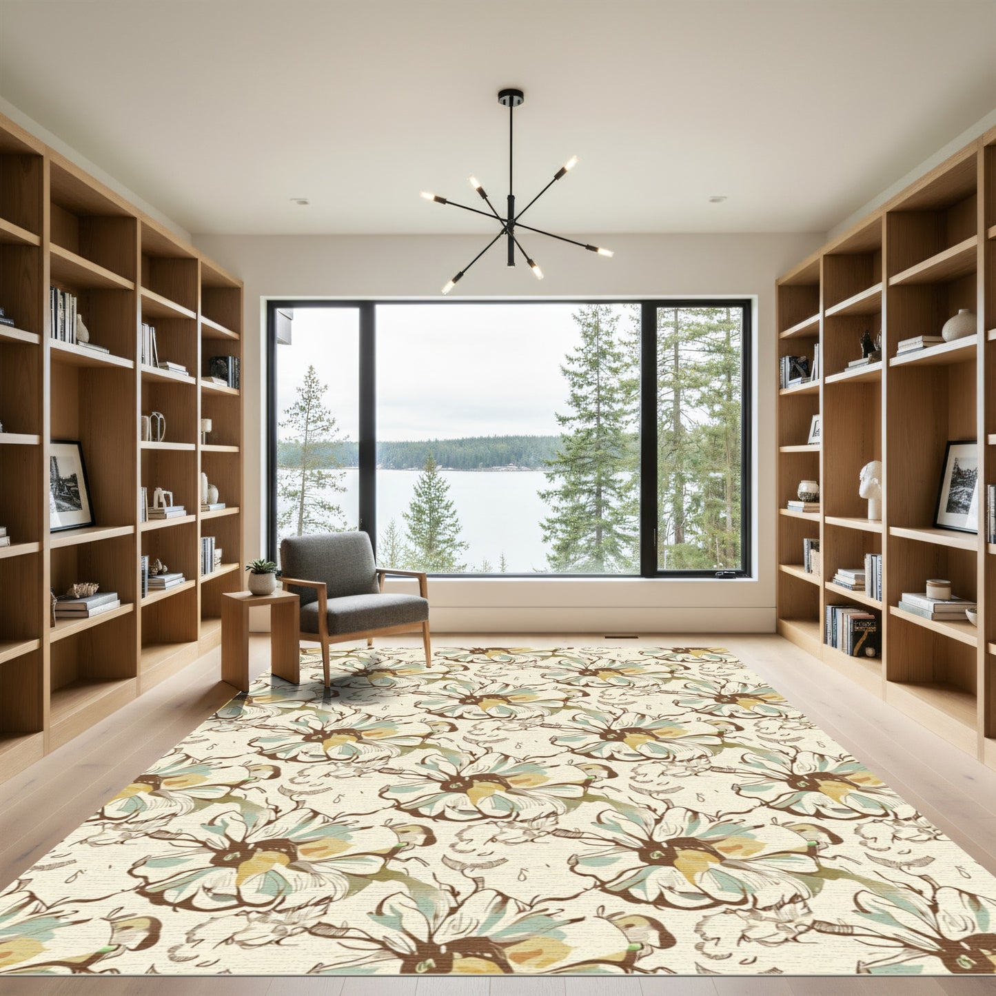 Sketchy Floral Medallion Cream Rug