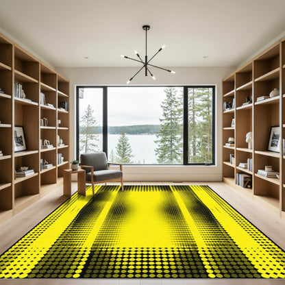 Bold Yellow Halftone Columns Rug