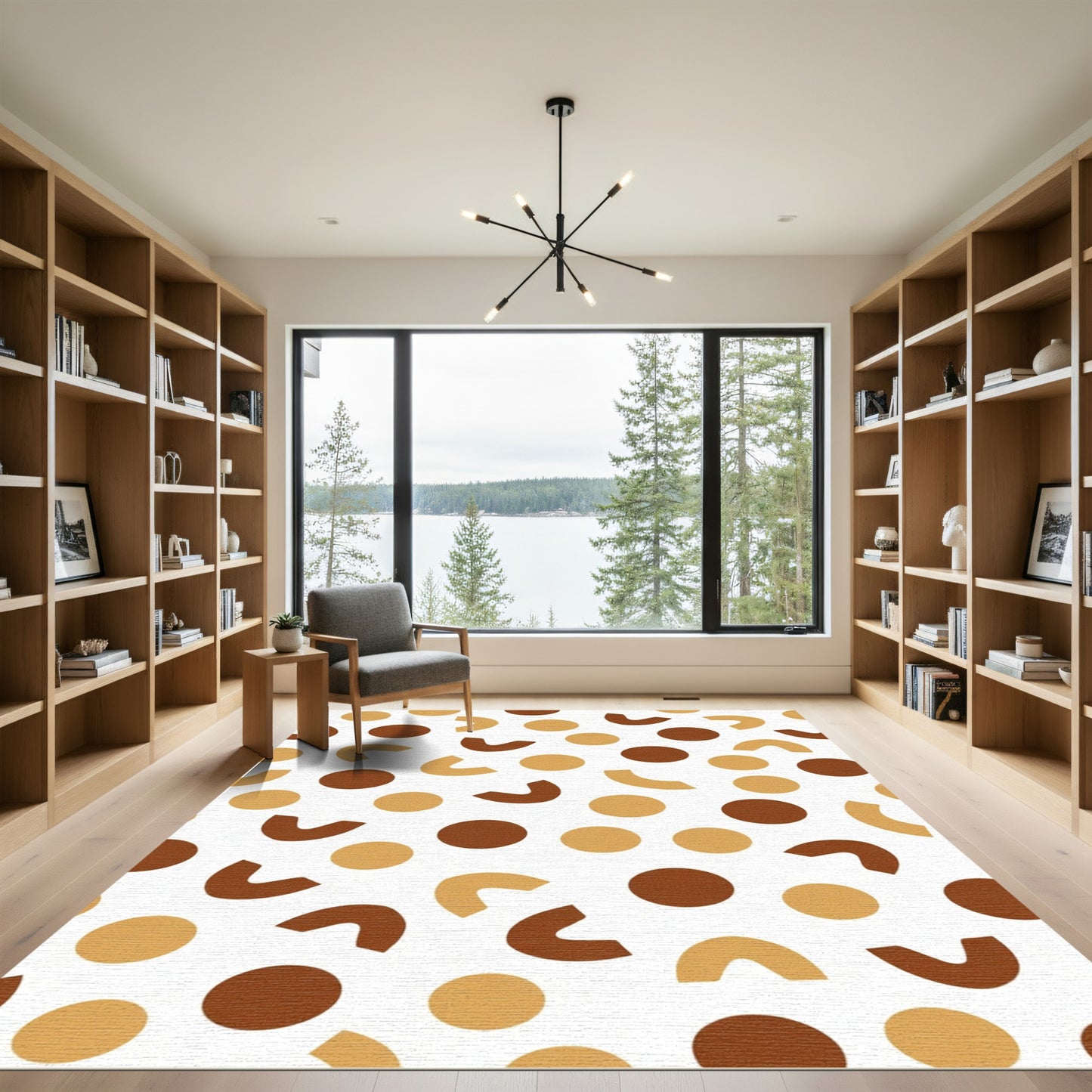 Retro Circles Arches Brown Gold Rug