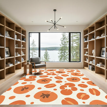 Warm Orange Abstract Fruit Shapes Rug