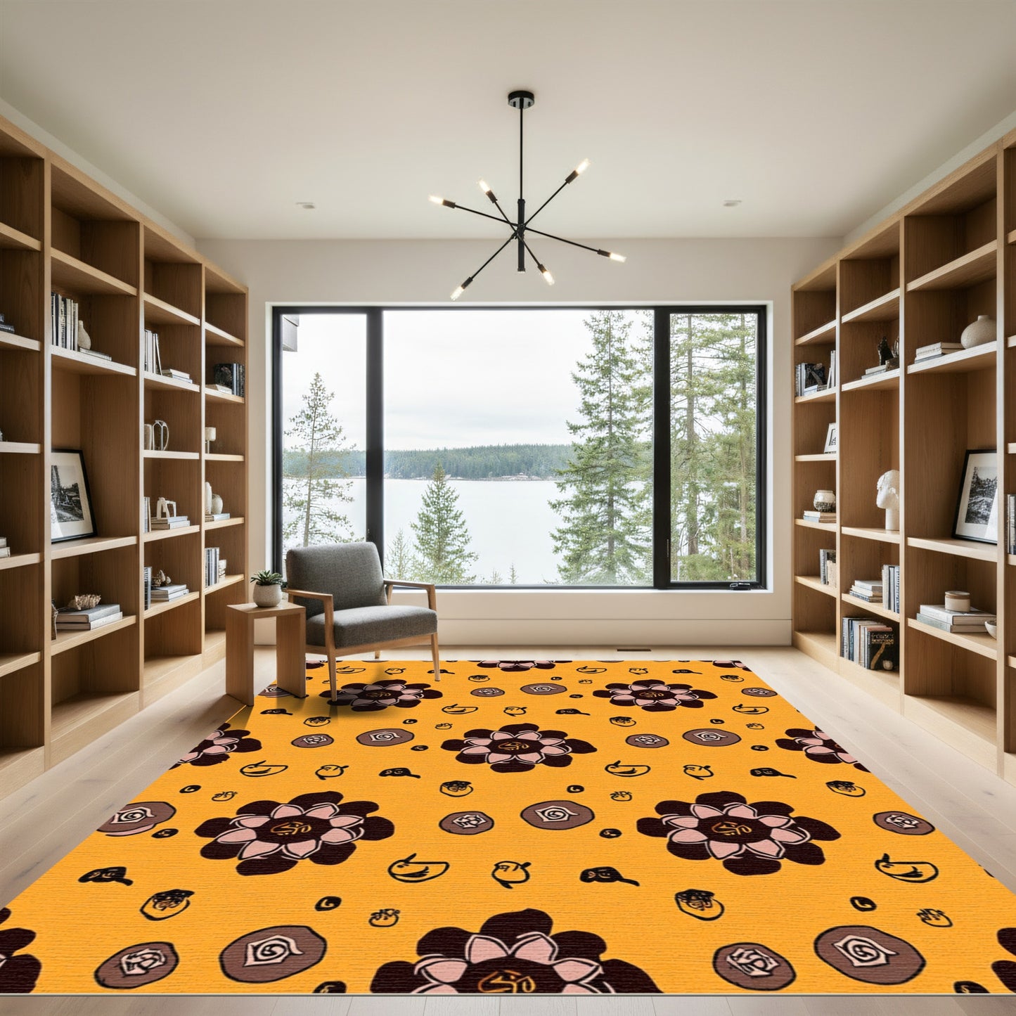 Brown and Pink Floral Medallion Rug