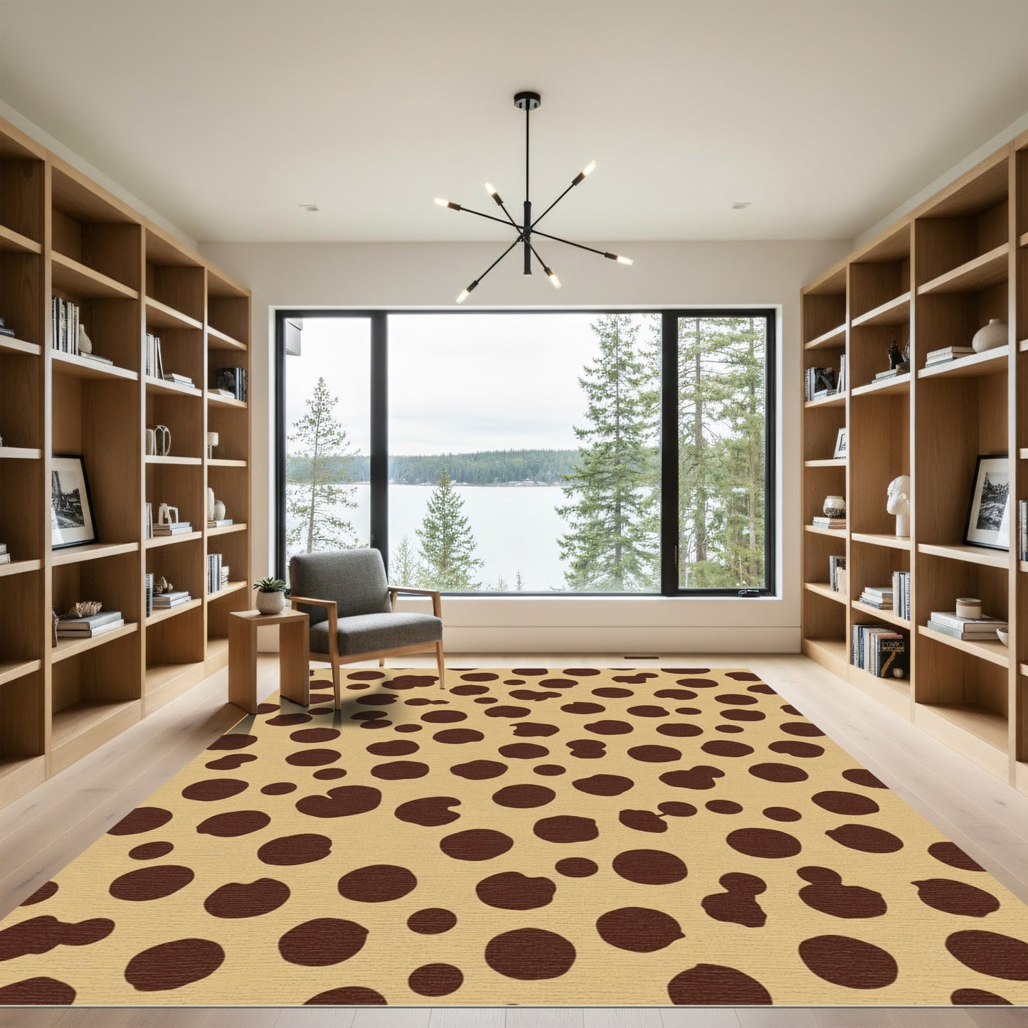 Brown Tan Spotted Organic Shapes Rug
