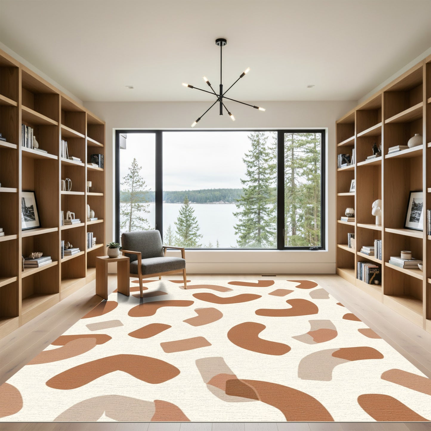 Earthy Brown Abstract Clay Shapes Rug
