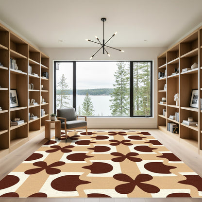 Retro Brown Four Petal Square Rug