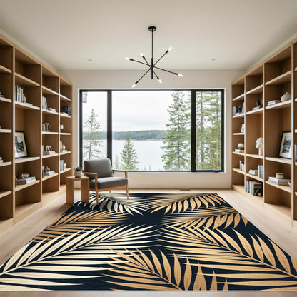 Golden Palm Frond Foliage Rug
