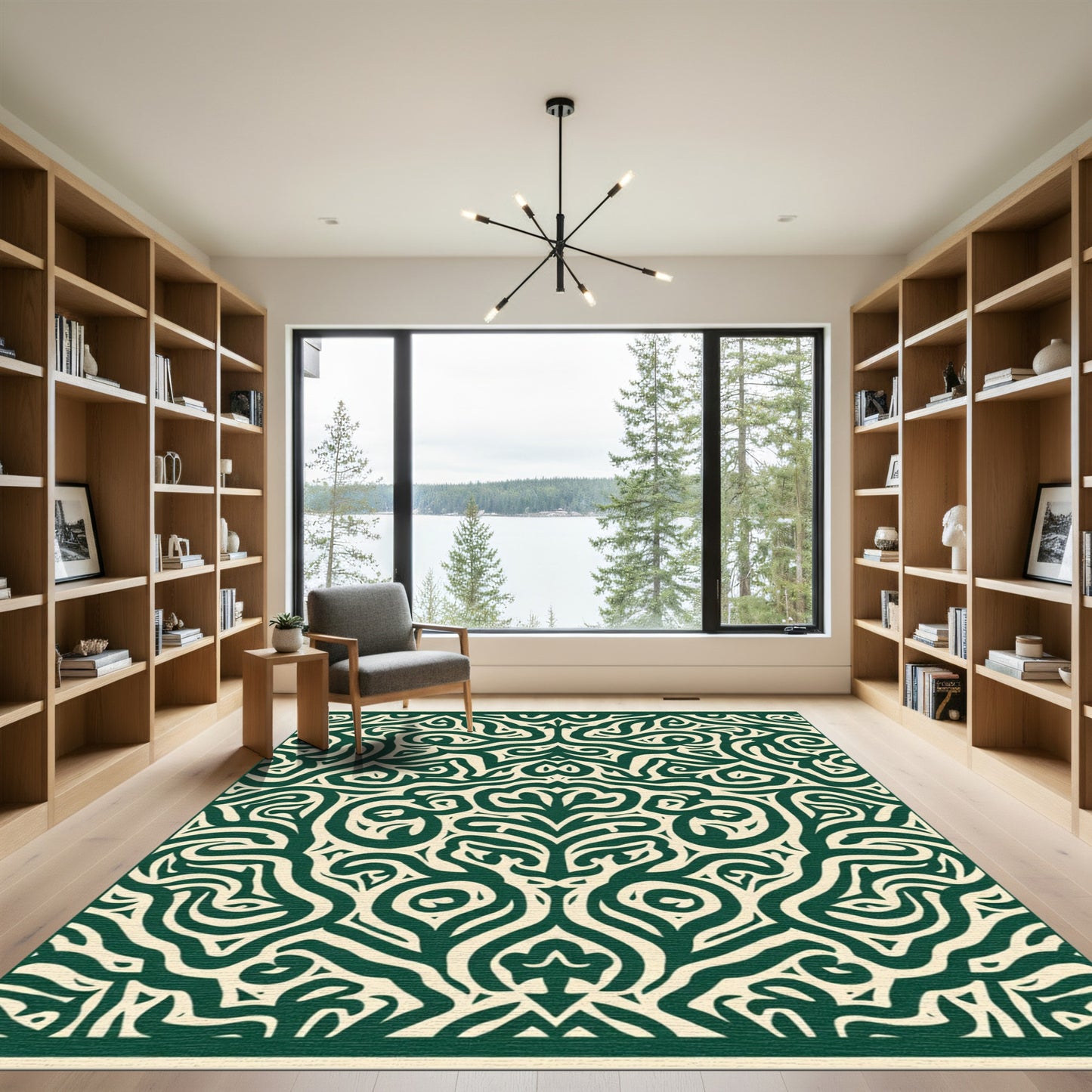 Emerald Ivory Intricate Scroll Rug