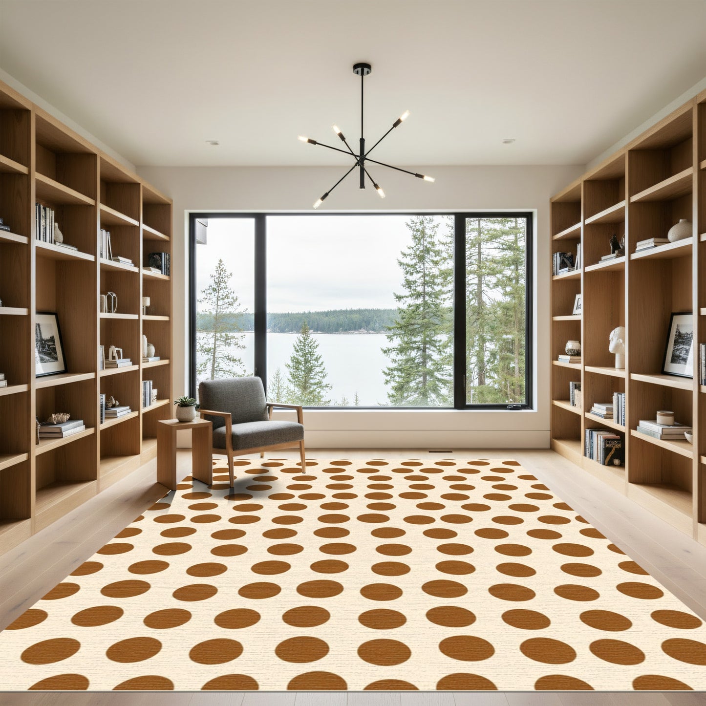 Brown Polka Dot Cream Rug